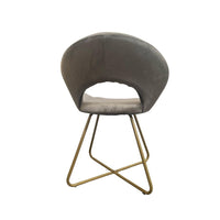 Poltroncina Etere in velluto grigio con gambe in metallo dorato