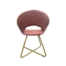 Poltroncina Etere in velluto rosa con gambe in metallo dorato