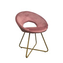 Poltroncina Etere in velluto rosa con gambe in metallo dorato