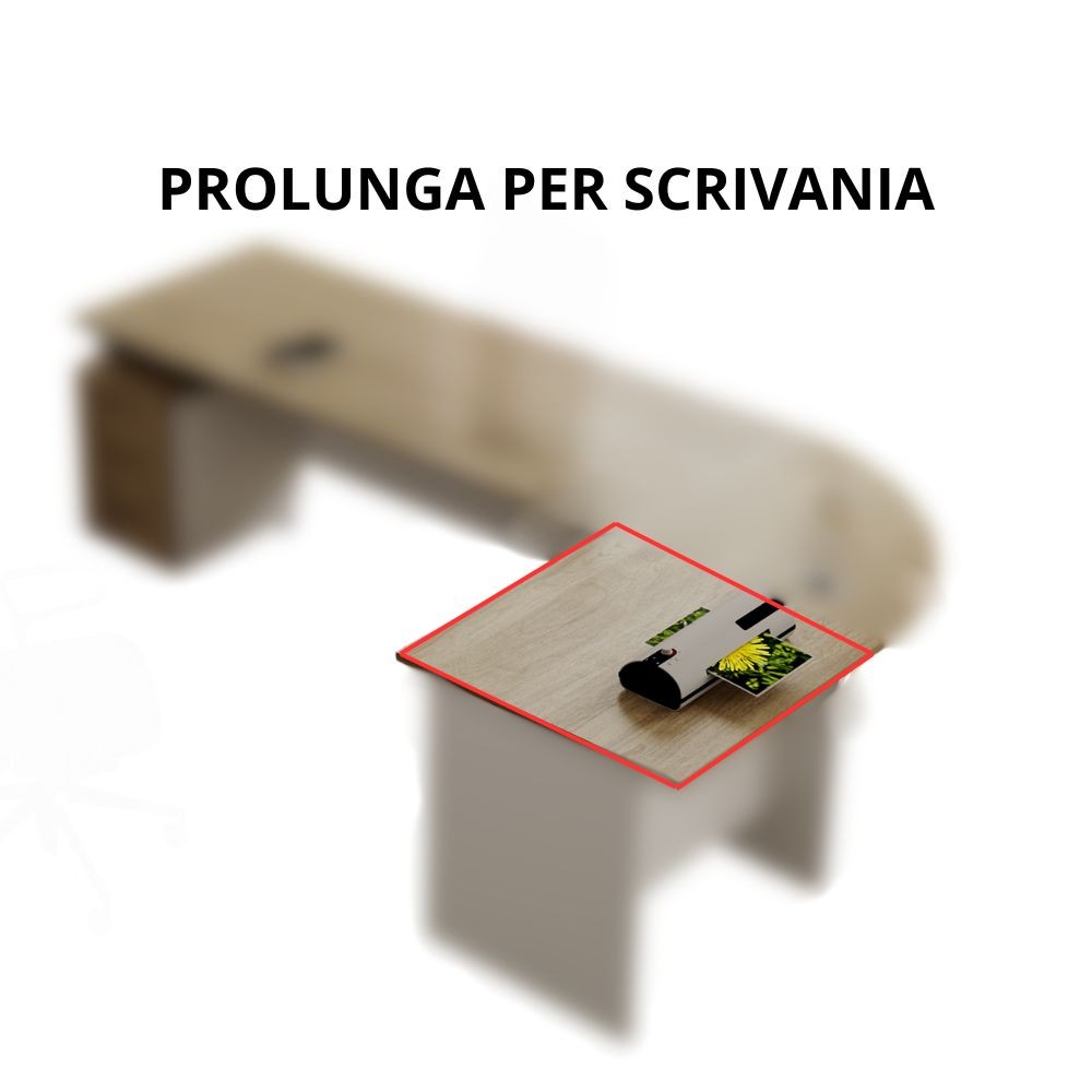 Prolunga per scrivania Ibisco 80x60 struttura bianco frassinato e noce naturale
