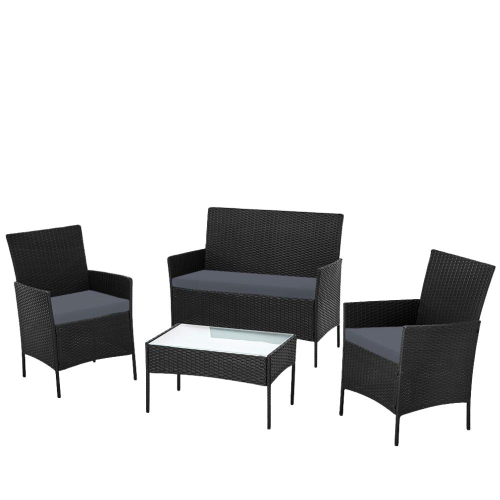 Salotto da giardino WRS008 in rattan nero