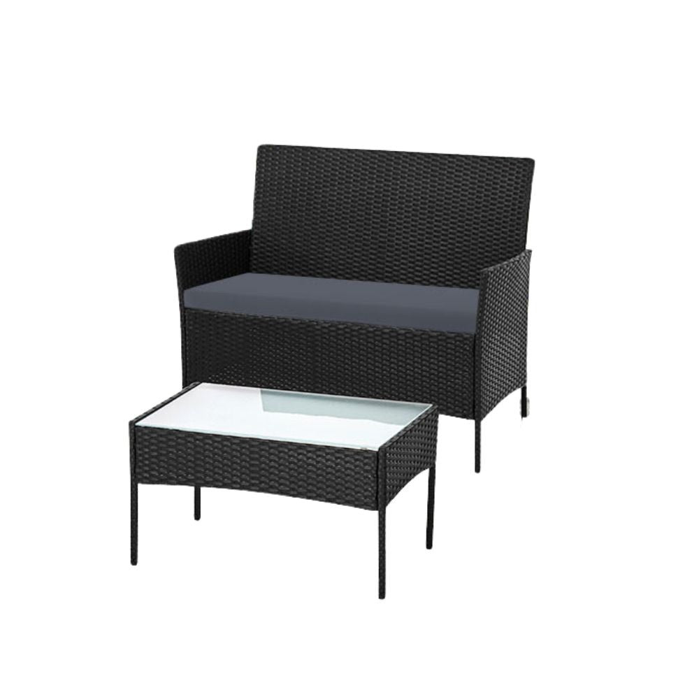 Salotto da giardino WRS008 in rattan nero