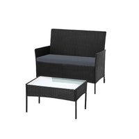 Salotto da giardino WRS008 in rattan nero