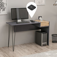 Scrivania Candy antracite noce porte usb 121x45