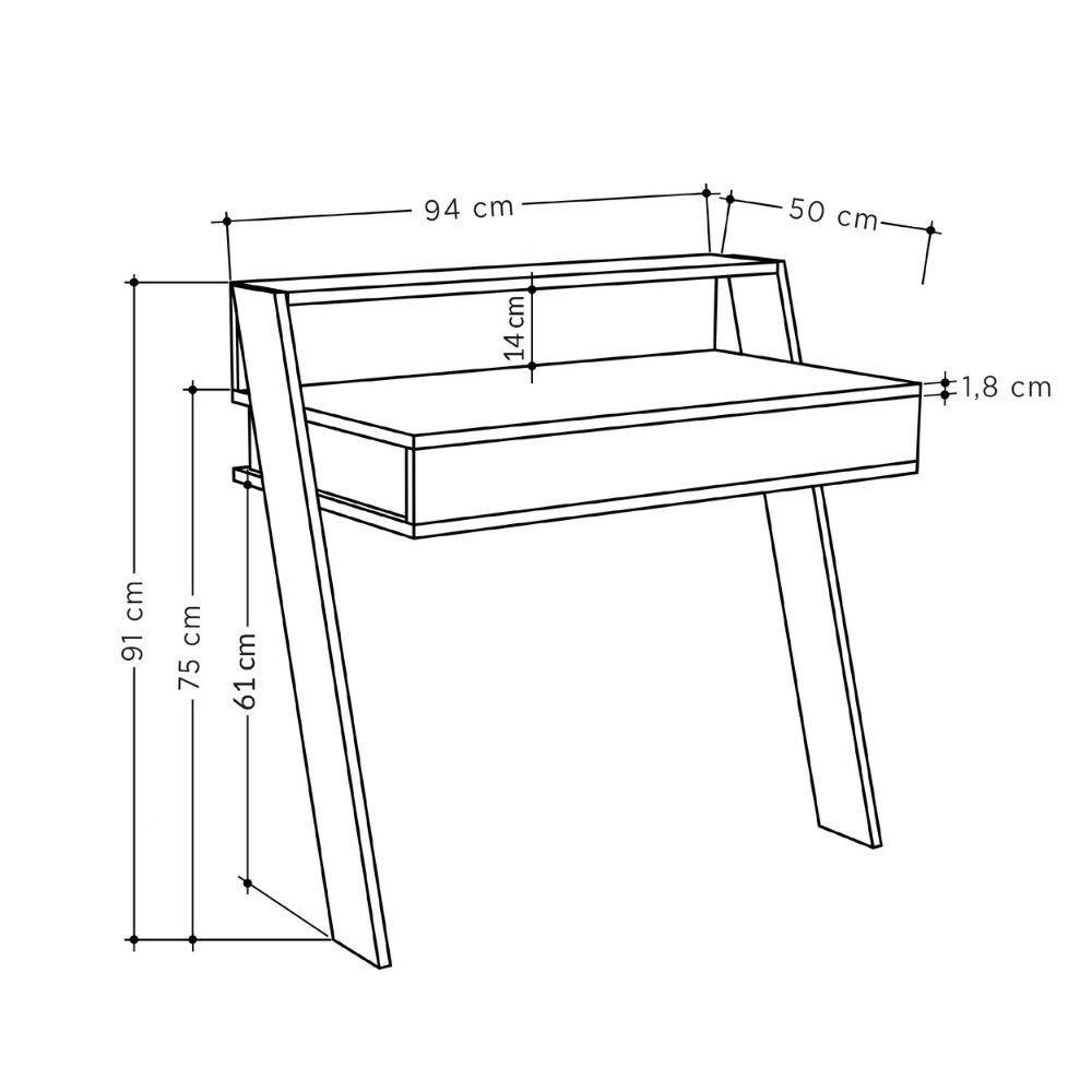 Scrivania da parete Cowork antracite con cassetto 94 cm.