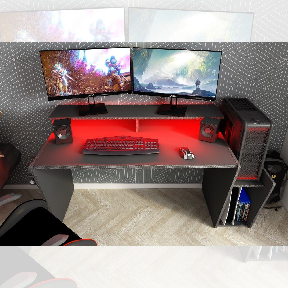 Scrivania game reversibile 5021 con luci led colore antracite