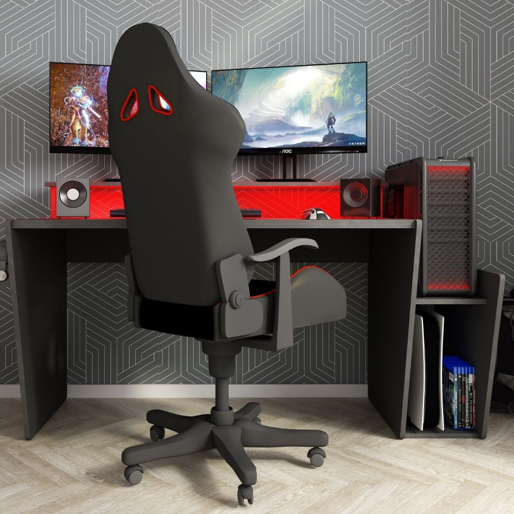 Scrivania game reversibile 5021 con luci led colore antracite