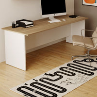 Scrivania Ibisco 160 cm con struttura bianco frassinato e piano noce naturale