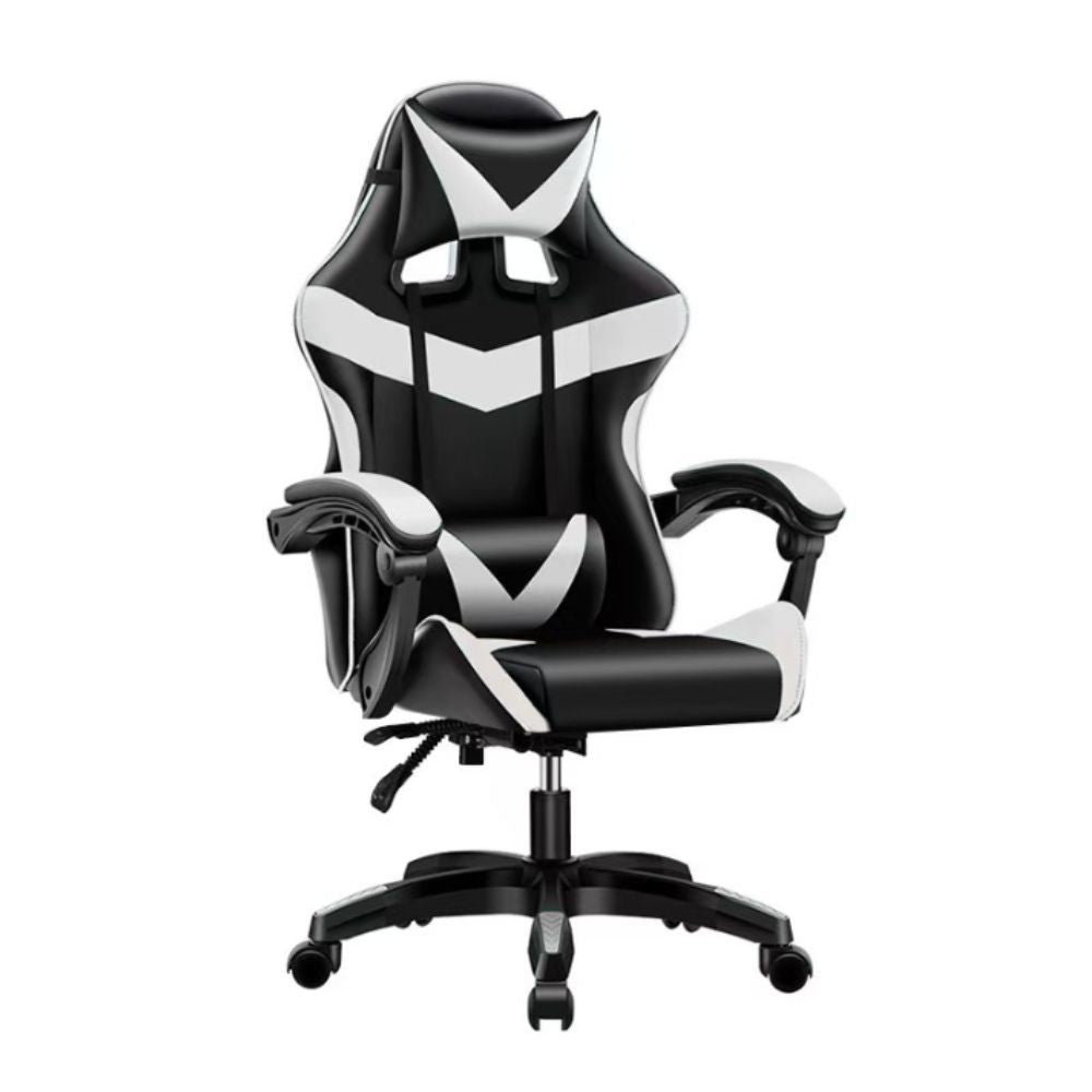 Sedia da ufficio Gaming con schienale alto e imbottitura in PVC colore nero con dettagli bianco