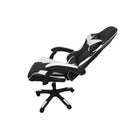 Sedia da ufficio Gaming con schienale alto e imbottitura in PVC colore nero con dettagli bianco