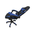 Sedia da ufficio Gaming con schienale alto e imbottitura in PVC colore nero con dettagli blu