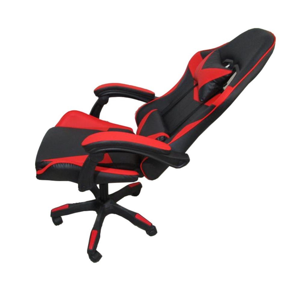Sedia da ufficio Gaming con schienale alto e imbottitura in PVC colore nero con dettagli rosso