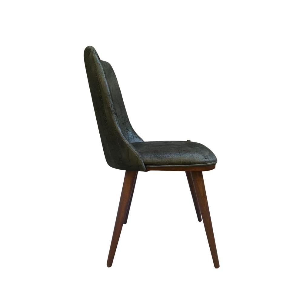 Sedia Diana vellutino verde oliva e gambe noce