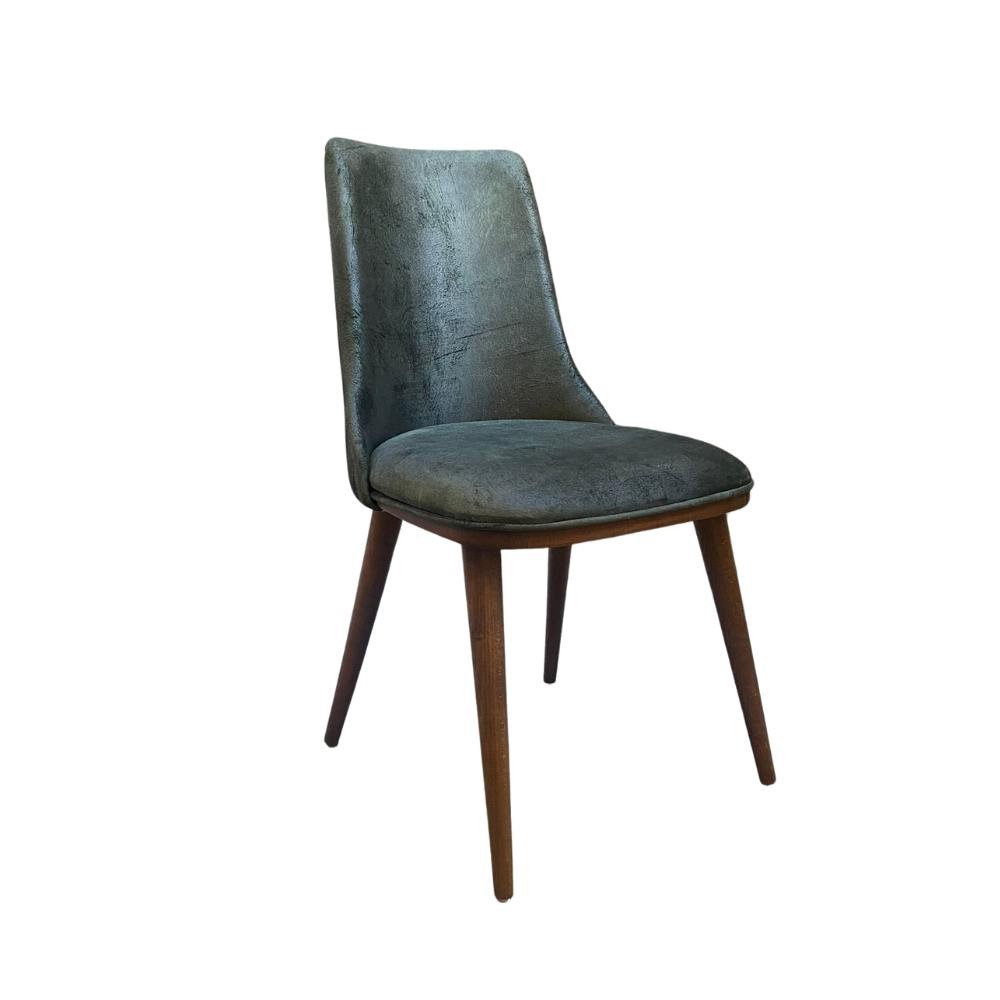 Sedia Diana vellutino verde oliva e gambe noce