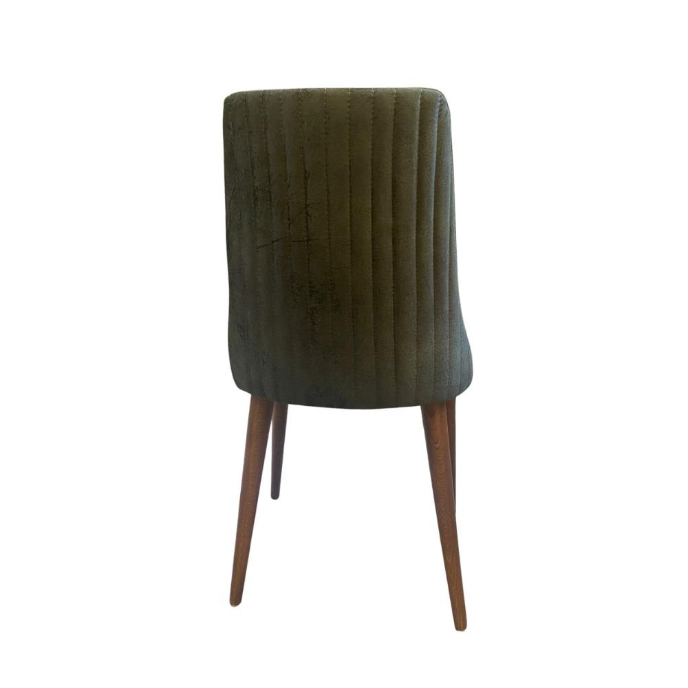 Sedia Diana vellutino verde oliva e gambe noce