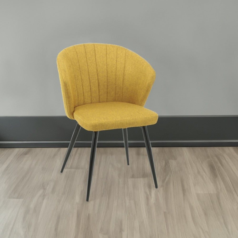 Sedia Krid tessuto giallo e piedi metallo nero