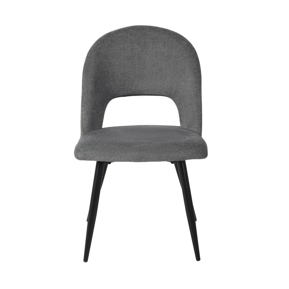 Sedia Lunetta imbottita in tessuto grigio con gambe nere