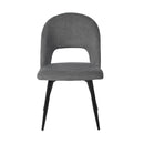 Sedia Lunetta imbottita in tessuto grigio con gambe nere