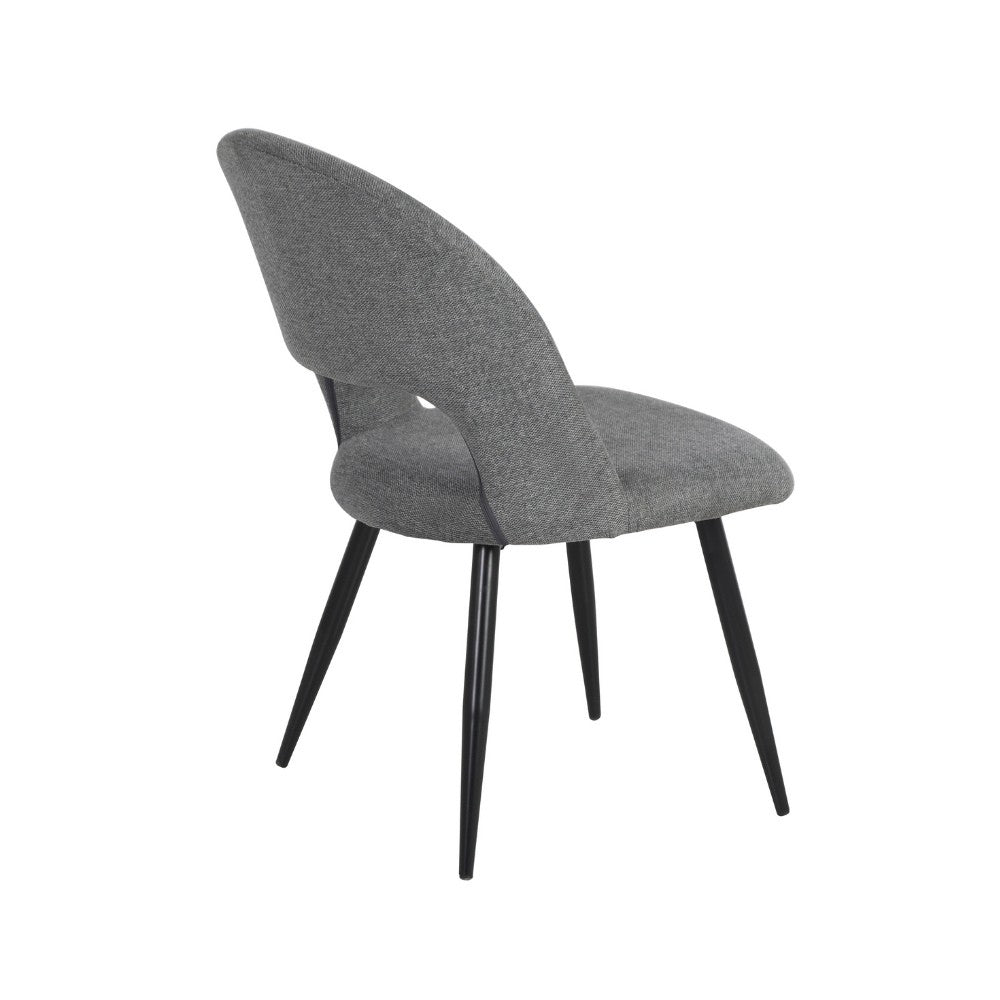 Sedia Lunetta imbottita in tessuto grigio con gambe nere