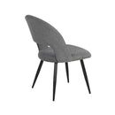 Sedia Lunetta imbottita in tessuto grigio con gambe nere