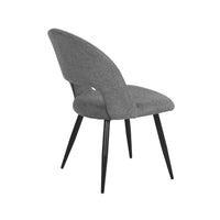 Sedia Lunetta imbottita in tessuto grigio con gambe nere