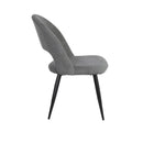 Sedia Lunetta imbottita in tessuto grigio con gambe nere