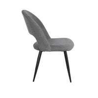 Sedia Lunetta imbottita in tessuto grigio con gambe nere