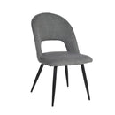 Sedia Lunetta imbottita in tessuto grigio con gambe nere