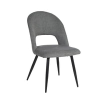 Sedia Lunetta imbottita in tessuto grigio con gambe nere