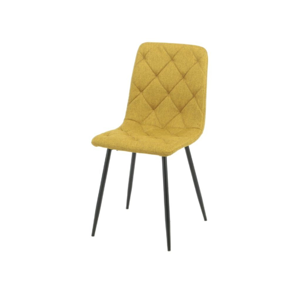 Sedia Okar tessuto giallo cuciture a rombo