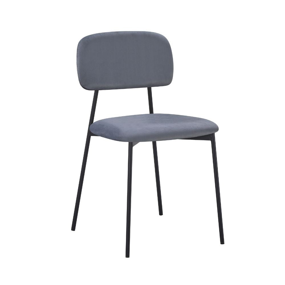 Sedia Shen in vellutino colore grigio e struttura in metallo nero