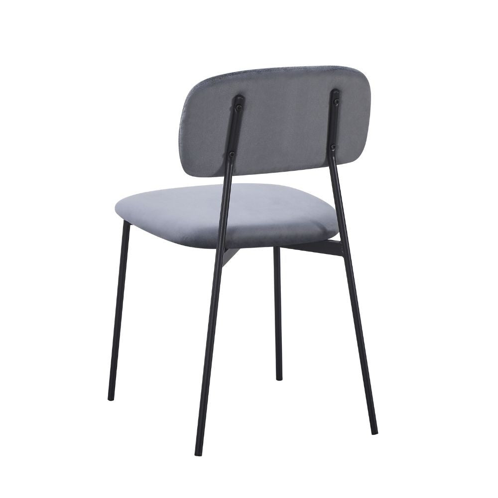 Sedia Shen in vellutino colore grigio e struttura in metallo nero