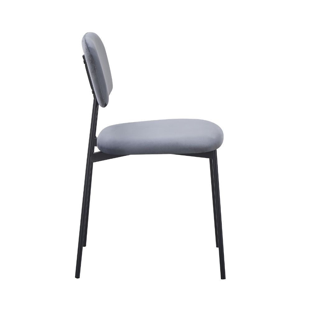 Sedia Shen in vellutino colore grigio e struttura in metallo nero