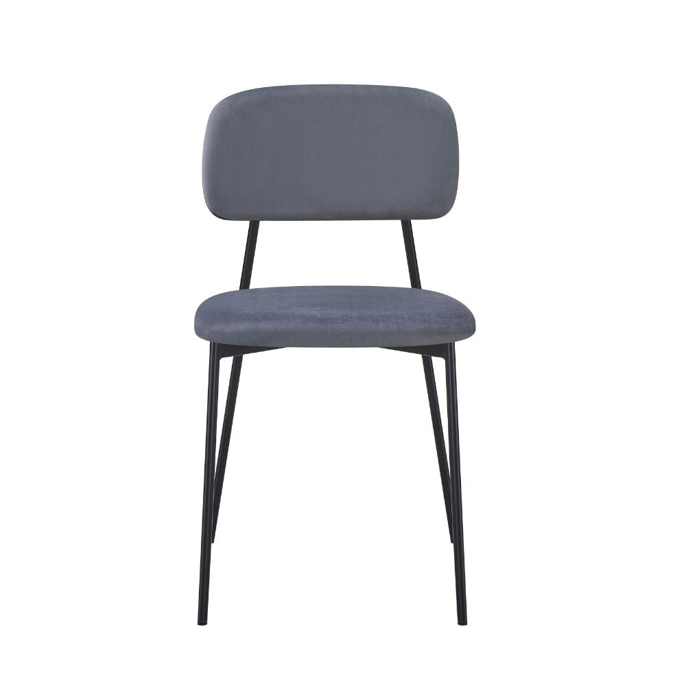 Sedia Shen in vellutino colore grigio e struttura in metallo nero
