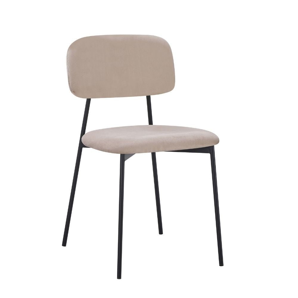 Sedia Shen in vellutino colore taupe e struttura in metallo nero