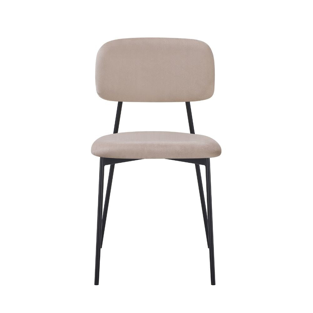 Sedia Shen in vellutino colore taupe e struttura in metallo nero