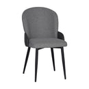 Sedia Simo in tessuto Nordic 16 grigio chiaro con dettaglio posteriore in nabuk Uras 10 antracite e gambe in metallo nere