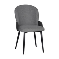 Sedia Simo in tessuto Nordic 16 grigio chiaro con dettaglio posteriore in nabuk Uras 10 antracite e gambe in metallo nere
