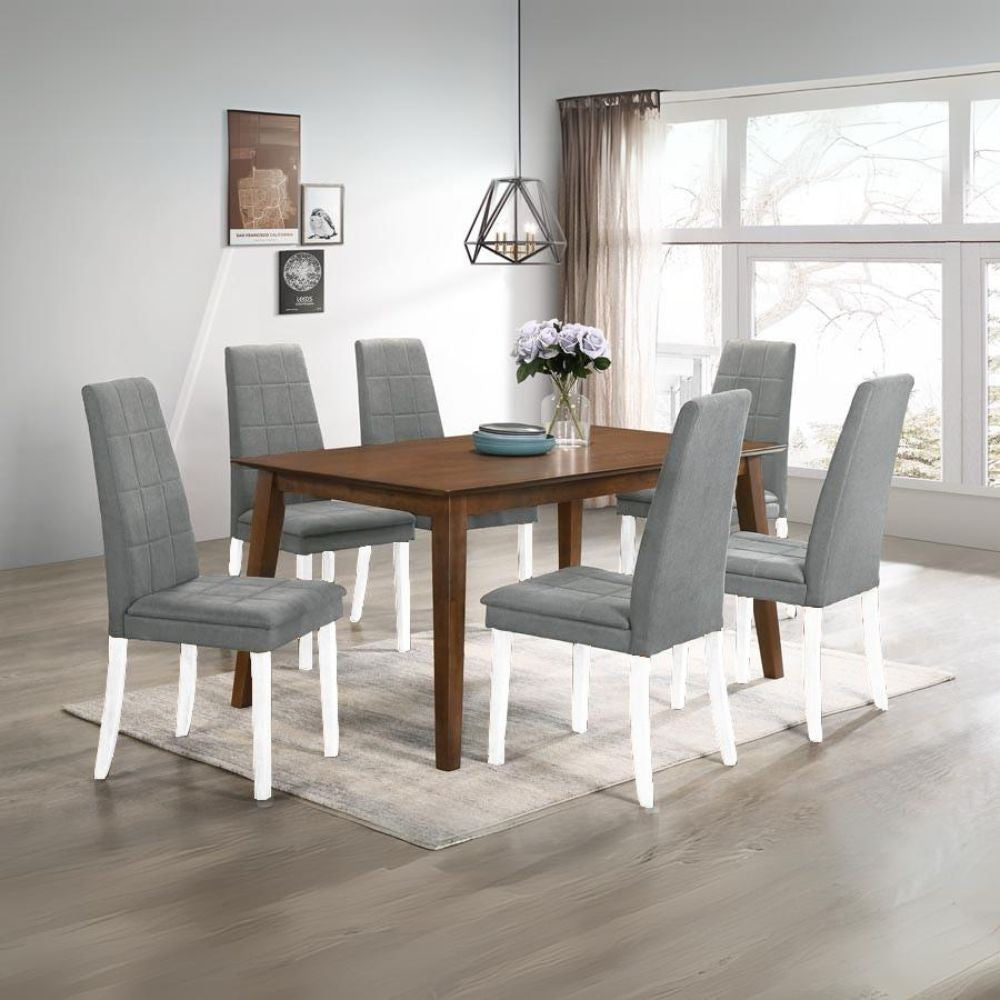 Sedia Tim in legno colore bianco e seduta in tessuto grigio