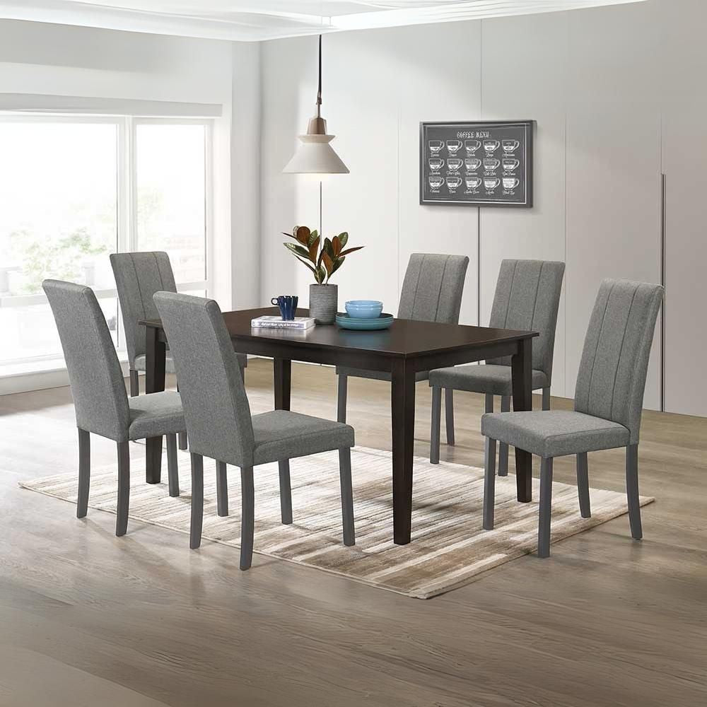 Sedia Tom in legno colore grigio con seduta in tessuto colore grigio