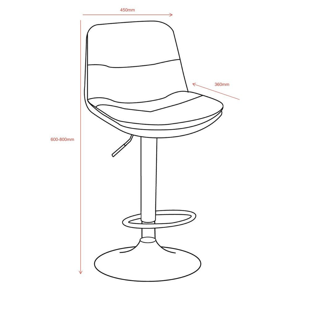 Sgabello Paco con seduta in ecopelle grigio e gamba in metallo inox