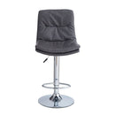 Sgabello Paco con seduta in ecopelle grigio e gamba in metallo inox