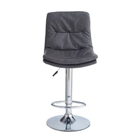Sgabello Paco con seduta in ecopelle grigio e gamba in metallo inox