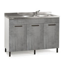 Sottolavello 120 cm con 3 ante cemento lavello incluso