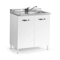 Sottolavello 80x50 cm con due ante bianco frassinato lavello incluso