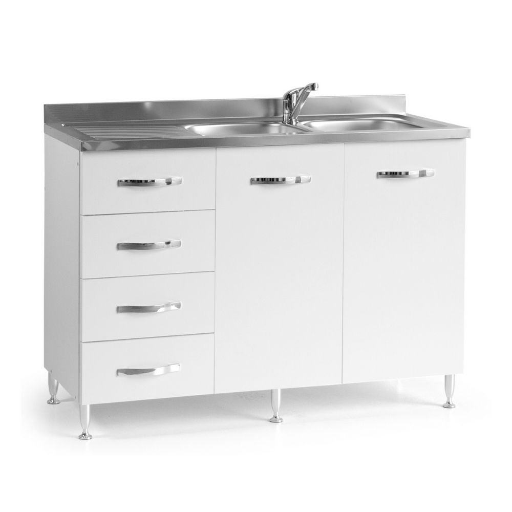 Sottolavello con cassettiera 120 bianco frassinato sinistro lavello incluso
