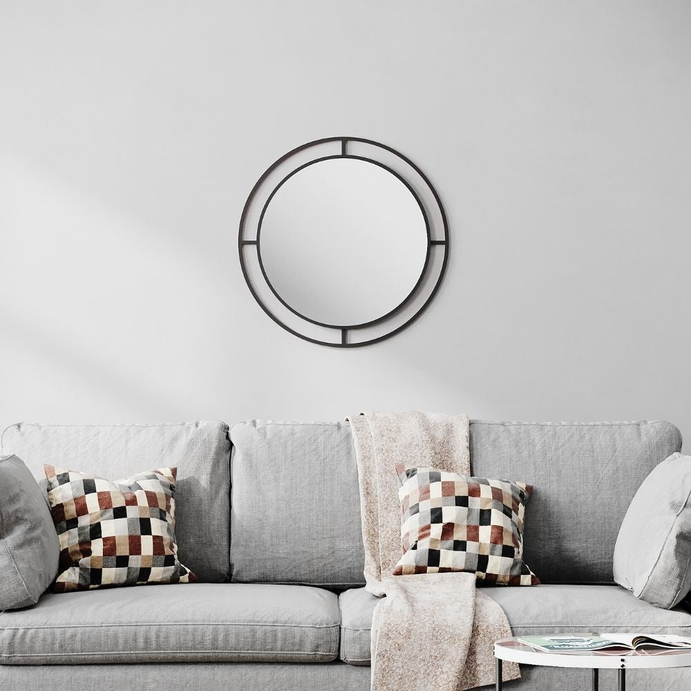 Specchio Bubble con doppia cornice in metallo nero