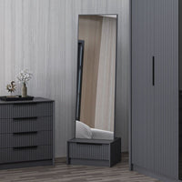 Specchio con base cassetto Kale colore antracite effetto cannettato