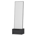 Specchio con base cassetto Kale colore antracite effetto cannettato