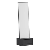 Specchio con base cassetto Kale colore antracite effetto cannettato
